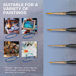 2025 pinceaux de peinture acrylique de marque privée 4 pièces ensemble de pinceaux de peinture miniature avec manchon antidérapant - Product Image 4