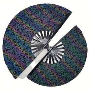 Éventail pliant Kung Fu 27 cm/33 cm en PVC avec film laser, pour performance, photographie, cadeaux, accessoires, artisanat, scène, fête, danse, 7 couleurs - Product Image 2