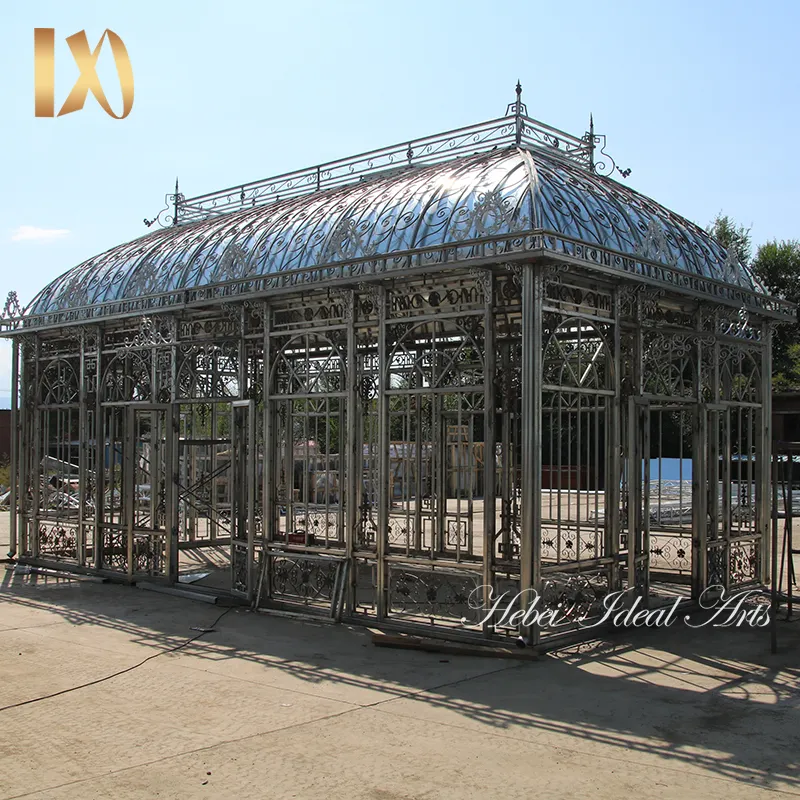 理想的な芸術大きな屋外の庭錬鉄製の温室アイアンハウスガゼボ鋳鉄