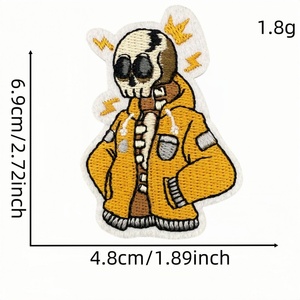 Patchs brodés de squelette sarcaste, à thermocoller, badge de crâne amusant, applique gothique 'Anxiety Club' pour veste, chapeau et décoration DIY - Product Image 2