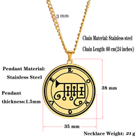 Or Roi Asmoday Sigil Démon Origines Joint Moindre Clé de Salomon Bijoux Goetia 25-36 Talisman Pendentif En Acier Inoxydable Collier