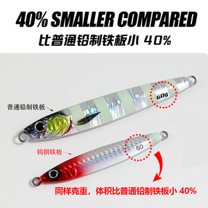 Jig Metálico de Tungsteno de Alta Densidad 30g 40g 60g 80g, Jig de Tungsteno para Pesca en Agua Salada, Señuelo para Atún y Pez GT - Product Image 4