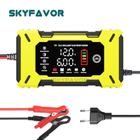 Cargador de Batería Inteligente para Auto de 12V 6A, Cargador de Batería de Plomo-Ácido y Lifepo4 con Pantalla Dual de Voltaje y Corriente, Cargador de Batería para Auto de 12V