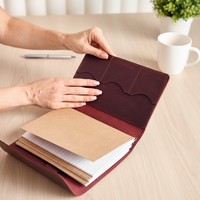 Couverture de carnet A5 en cuir PU rétro avec logo personnalisé, multifonctionnelle, pour journal de voyage, rechargeable, avec porte-stylo