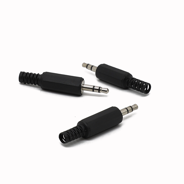 Black Plastic 3.5mm Stereo Audio Male Solder Jack Plug Headphone Connector 3 Pole Mono Plug Converter Male Adapter Socket