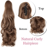 Extension synthétique frisée avec pince à cheveux, postiche avec cordon de serrage, fausse queue de cheval, pour femmes