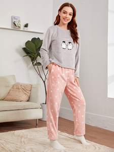 Conjunto <span class=keywords><strong>de</strong></span> <span class=keywords><strong>pijama</strong></span> <span class=keywords><strong>de</strong></span> dos piezas para <span class=keywords><strong>mujer</strong></span>, ropa <span class=keywords><strong>de</strong></span> dormir <span class=keywords><strong>de</strong></span> invierno con diseño <span class=keywords><strong>de</strong></span> <span class=keywords><strong>pingüino</strong></span> personalizado, venta al por mayor - Product Image 4
