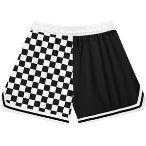Men's Los Angeles Checkerboard Mesh Athletic Shorts Quick Dry Basketball Gym Workout Running Shorts <b>Black</b> White Pattern - Product Image 3
