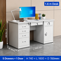Table de bureau ergonomique moderne 1600 mm avec structure en acier massif, armoire verrouillable et tiroirs pour espace de travail professionnel