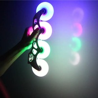Heißer Verkauf: Leuchtende LED-PU-Rollen mit hoher Rückprallkraft, 76mm, 80mm, 84mm, 90mm, 100mm, 110mm – Rollschuh-Rollen für Inline-Skates