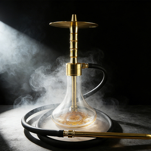 Offre Spéciale – Chicha en Acier Inoxydable de Haute Qualité 36 cm Dorée/Argentée – Ensemble Narguilé pour Bar Lounge avec Logo – Hauteur 36 cm - Product Image 1