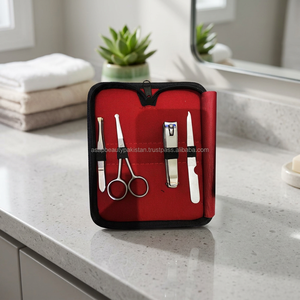ASAP Beauty Pakistan Professional Stainless Steel Manicure <b>Kit</b> 5 1 <b>Nail</b> Clipper Scissor File Red Gift Box Portable for Adults - Product Image 2