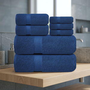 Juego de Toallas de Baño Desechables de Algodón de Color Sólido, Azul Rey, Rectangulares, Tejidas, para Uso en Hoteles, Tamaño Adulto - Product Image 1