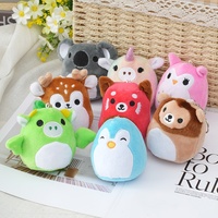 Vente en gros de porte-clés en peluche multi-animaux de dessin animé, petites poupées en peluche moelleuses, breloques de sac, cadeaux pour enfants et fêtes
