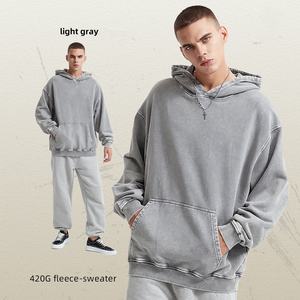 Sudadera con capucha de lavado ácido con impresión Digital personalizada de 420gsm, sudaderas de moda para hombre de gran tamaño súper suave, 100% algodón para invierno - Product Image 5