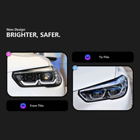 Ensemble de phares à projecteur laser à double couleur avec cadre bleu et yeux dorés, compatible avec les phares X5 G05 SUV 2019 à 2022