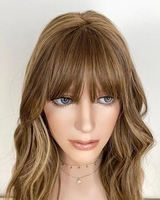 Perruque Lace Top HD naturelle européenne, cheveux humains, couleur Balayage blond miel, perruque Lace Front Wig en soie pour femmes