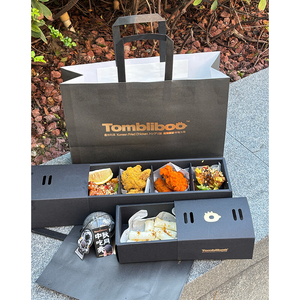 Scatola scorrevole personalizzata con logo per pollo fritto coreano, con divisorio, contenitore rettangolare in carta per fast food - Product Image 2