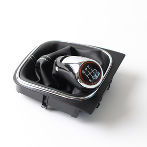 Housse de pommeau de levier de vitesse en cuir avec surpiqûres blanches pour Volkswagen Golf 5 6, protection du levier de vitesse pour boîte manuelle - Product Image 3