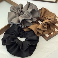 Ikat rambut 17CM, warna Solid empat lapisan tepi mode besar tali rambut ikat kepala ikat ekor kuda Scrunchies warna Solid grosir