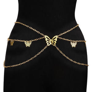 Chaîne de corps multicouche papillon ajouré tendance pour femme, chaîne de taille, bijoux de fête, accessoire décoratif en alliage de zinc - Product Image 1
