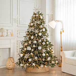 WH STC23 New Luxury Encrypted PE Mixed Leaf Woven Base Warm White <b>LED</b> <b>Lights</b> Indoor Use Christmas <b>Tree</b> Package Home Decorations - Product Image 4