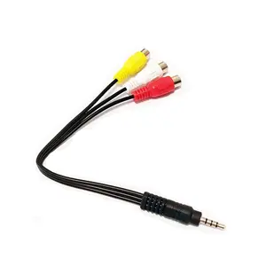 Jaminan kualitas pabrik 3 in 1 RCA betina ke 3.5mm kabel jantan DC kabel Audio Transfer Data DVD kuning/merah/putih