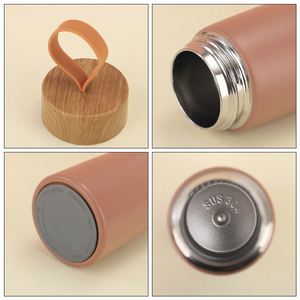Thermos à eau personnalisé avec logo, mini 280 ml, isolé, à double paroi, effet bois, pour eau chaude et froide, pour enfants, école - Product Image 3