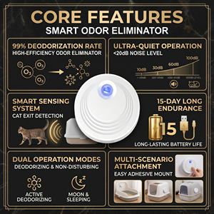 Desodorizante para Arenero de 5200mAh con Sensor Inteligente, Esterilización con Ozono, Eliminación del 99% de Olores, Purificación de Aire, 14 Días Silencioso, 20dB, ABS - Product Image 2