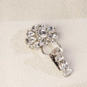 Flower Shape Diamond Duckbill Buckle Metal <b>Button</b> For Women DIY Jewelry Accessories Black And White - Product Image 2