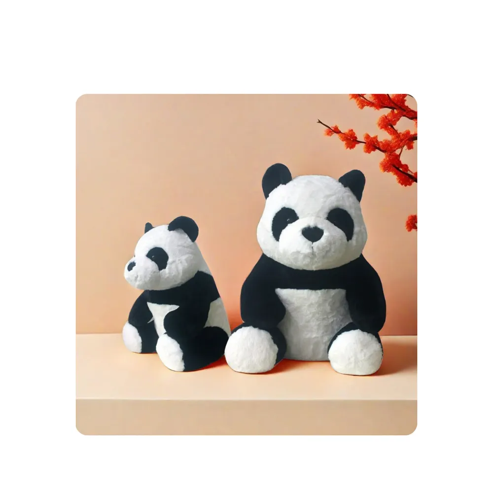 Hadiah anak-anak katun jagung organik beruang panda peluches plus Hewan mewah kustom panda beratnya mainan boneka binatang mewah