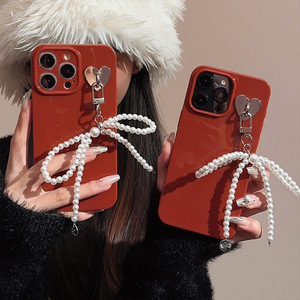 <span class=keywords><strong>Coque</strong></span> de téléphone en TPU style INS avec pendentif nœud perlé et étui magnétique pour <span class=keywords><strong>iPhone</strong></span> 17/15 Pro Max/11, style Princesse, Rouge Nouvel An - Product Image 2
