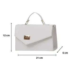 Sac bandoulière Fana en cuir véritable blanc à motif géométrique avec fermeture magnétique pour femme, usage quotidien - Product Image 1