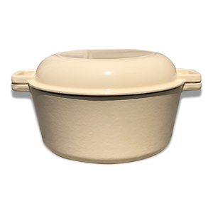 Produto de Fábrica Chinesa - Panela Redonda de Ferro Fundido Esmaltada Branca com Tampa - Product Image 6