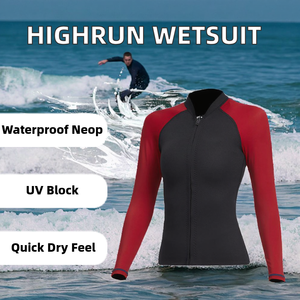 Highrun Unisex Neoprene Waterproof Breathable <b>Wetsuit</b> 2-Piece Chest Zip UV Protection Quick Dry Front Short Sleeve Shirt - Product Image 2