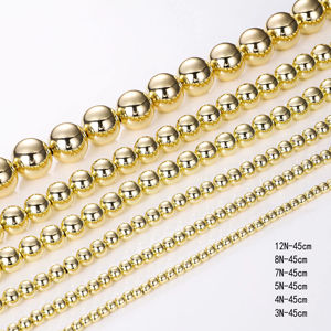 Joyería de Moda Collar de Cadena de Bolitas con Cuentas Laminadas en <span class=keywords><strong>Oro</strong></span> de Latón Chapado en <span class=keywords><strong>Oro</strong></span> de <span class=keywords><strong>14K</strong></span> al por Mayor Gargantilla de 18 Pulgadas para Mujer y Hombre - Product Image 2