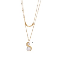Collier pendentif en imitation perle plaqué or 18 carats pour femme Ivanda, chaîne serpent en acier inoxydable, tendance, certifié, anniversaire