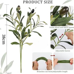 Realistic <b>Artificial</b> Olive Leaf <b>Stem</b> Fake Green Plant For Home Hotel B&B Table Vase Floral Soft Decor - Product Image 3