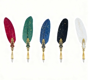 Ensemble de 6 stylos <span class=keywords><strong>plume</strong></span> en métal à effet goutte <span class=keywords><strong>d</strong></span>'huile, pour <span class=keywords><strong>calligraphie</strong></span>, stylo <span class=keywords><strong>plume</strong></span> à tremper, pour l'écriture de lettres, les fêtes et les fournitures de mariage - Product Image 1