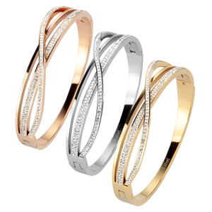 Bracciale in Acciaio Inossidabile Dorato a Forma di <span class=keywords><strong>S</strong></span> con Diamanti, Accessorio di Gioielleria di Alta Qualità per Donna, Regalo per Feste - Product Image 6