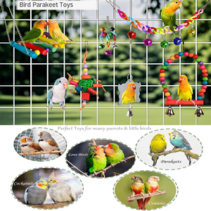Offre Spéciale – Lot de 9 Balançoires pour Oiseaux – Matériaux Sûrs – Perchoirs Suspendus – Jouets en Bois pour Cage – Jouets à Mâcher pour Perroquets – Anneaux de Fixation - Product Image 5