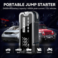 Démarreur de voiture 4000A Peak 24000mAh, compresseur d'air intégré 150PSI, charge rapide PD65W pour moteurs essence 12.0L et diesel 10.0L