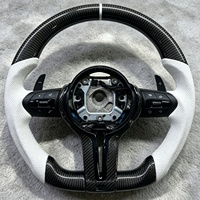 Volant de voiture en cuir blanc et fibre de carbone, compatible avec BMW X5 F15 F20 F10 F30 F32 F36 F60 M4 F80 F82 E90 E91 E60