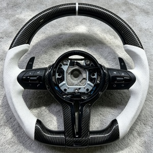 Volante de Coche de Cuero Blanco y Fibra de Carbono Compatible con <span class=keywords><strong>BMW</strong></span> X5 F15 F20 F10 F30 F32 F36 <span class=keywords><strong>F60</strong></span> M4 F80 F82 E90 E91 E60 - Product Image 5