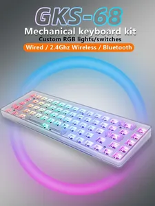 GKS68 BT2.4G sem fio personalizado teclado mecânico Kit 60% Hot-Swappable RGB Backlit PCB DIY 3 Modo - Product Image 3