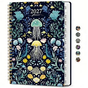Agenda Estudiantil 2027 con Cubierta Floral, Encuadernación en Espiral, Calendario Mensual, Rastreador de Tareas y Sección de Notas - Product Image 2