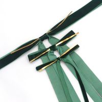 Noeud en ruban de velours prêt à l'emploi, longue queue, pré-noué, pour décoration de Noël