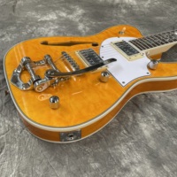 Orange TL Electric Guitar Semi-hollow Body Maple Neck Rosewood Fingerboard Flower Inlay H-H Pickup Polished Finish Professional