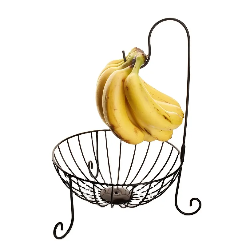 الشمال ديكور المنزل الحديد الأسود المعادن سلة الفاكهة سلة الهدايا بكميات كبيرة وعاء حامل الموز مع شجرة الموز شماعات