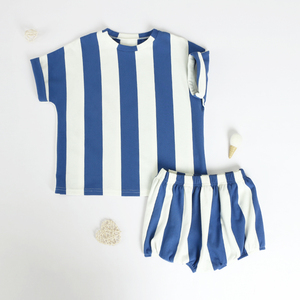 2024 Top ventes bébé vêtements Design à la mode été chemise <span class=keywords><strong>de</strong></span> Football à rayures verticales bébé garçon ensembles <span class=keywords><strong>de</strong></span> vêtements - Product Image 5